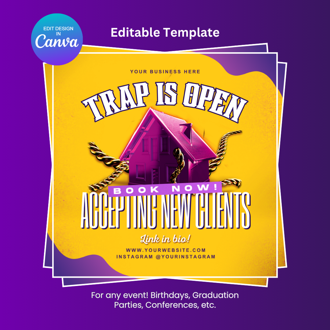 Hair Booking Flyer - Trap Open Editable Canva Template