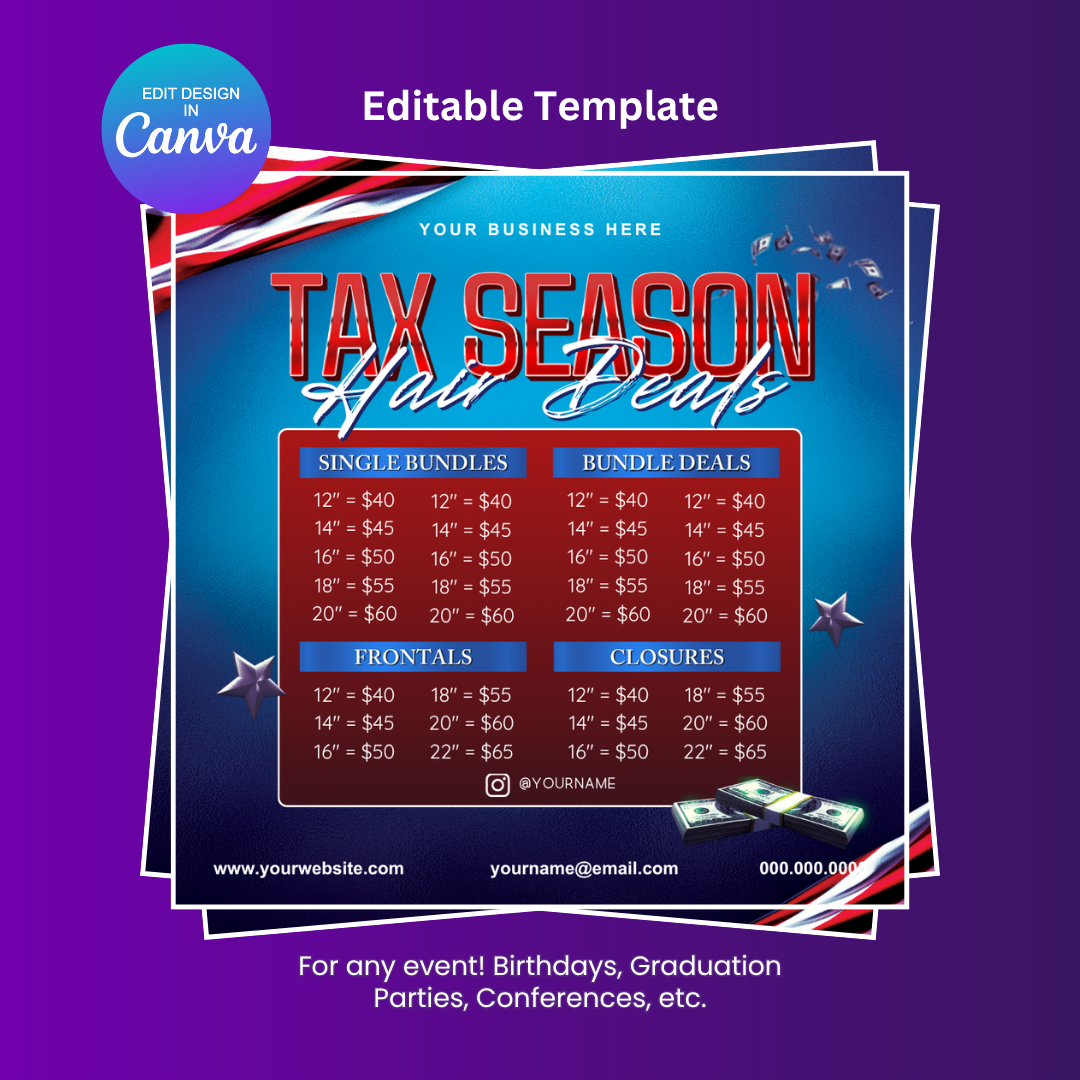 Tax Season Booking Flyer Editable Canva Template