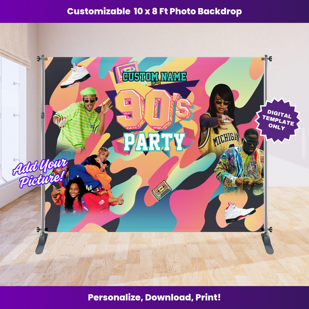 Abstract Swilrl 90's 10 x 8 ft Backdrop Editable Template