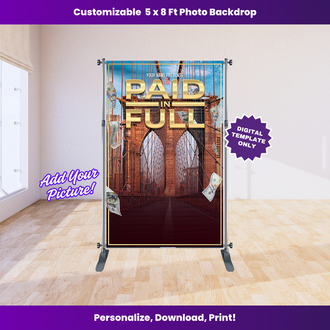 NYC Day Paid In Full 5 x 8 ft Backdrop Editable Template