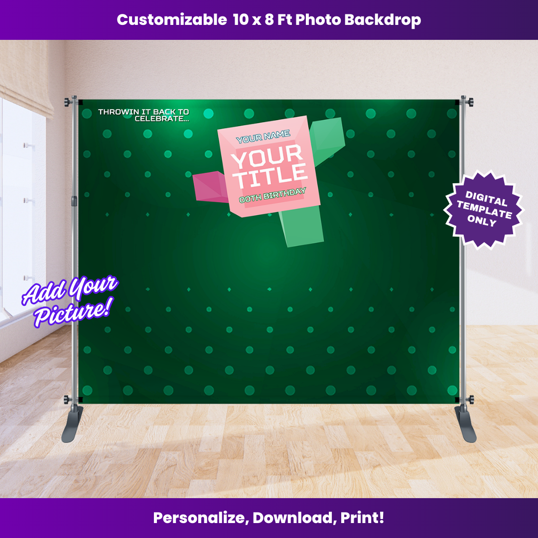 106 and Park 10 x 8 ft Backdrop Editable Template (Pink and Green)