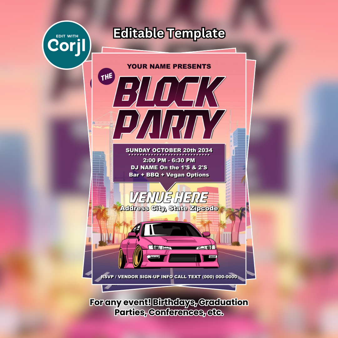 Summer Heat Block Party Flyer Editable Template