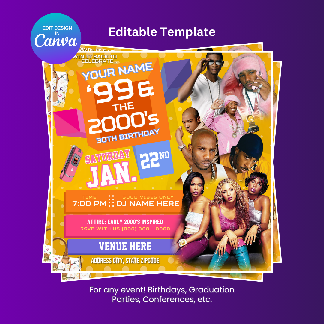106 and Park Birthday Party Flyer (Yellow Haze) - Editable Canva Template