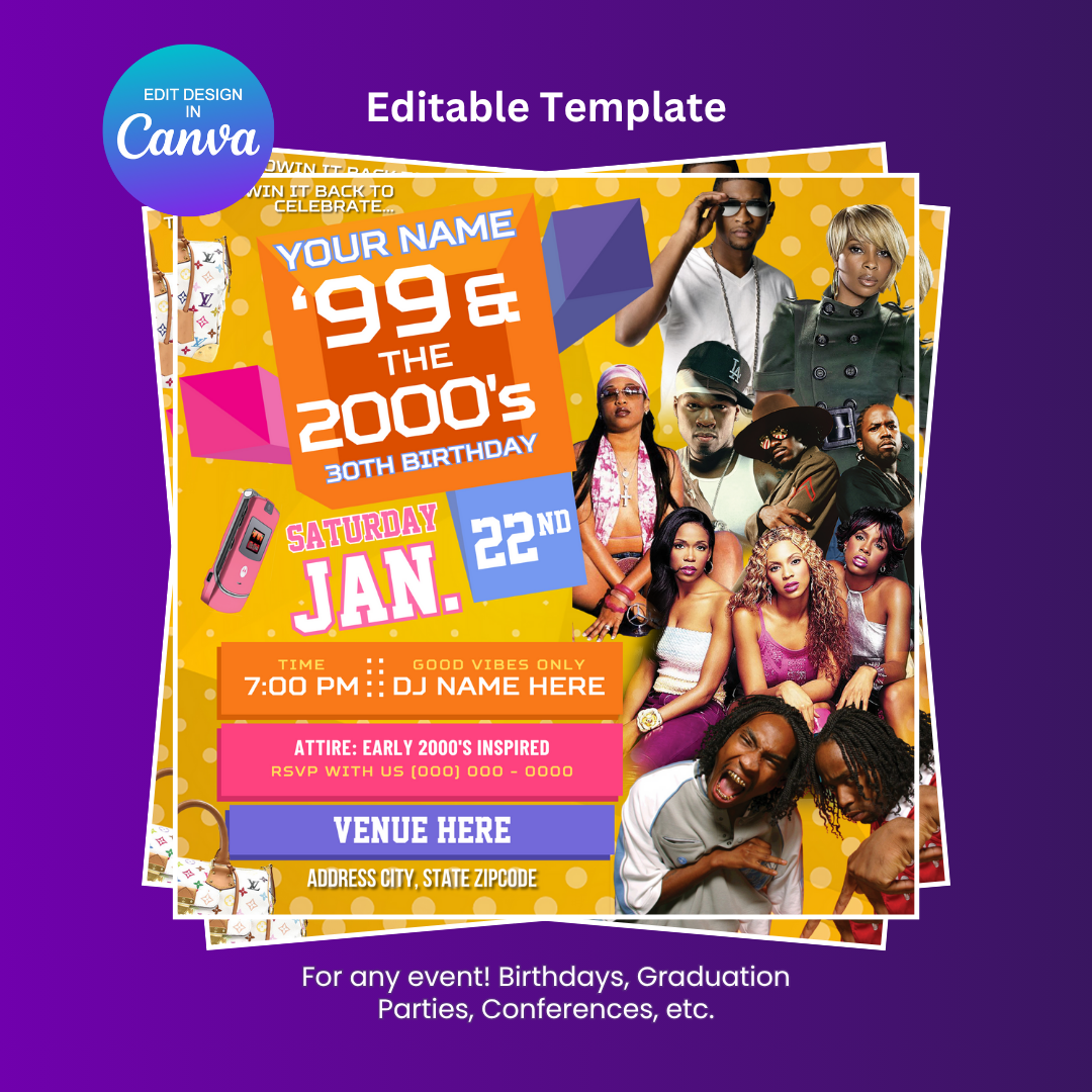 Yellow 106 and Park Birthday Party Flyer (Hype Edition) - Editable Canva Template