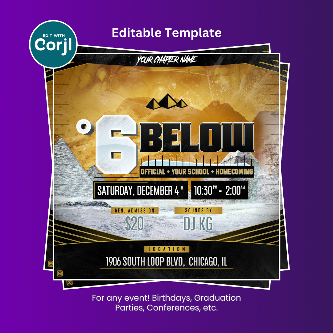 6 Degrees Below Party Flyer Editable Template