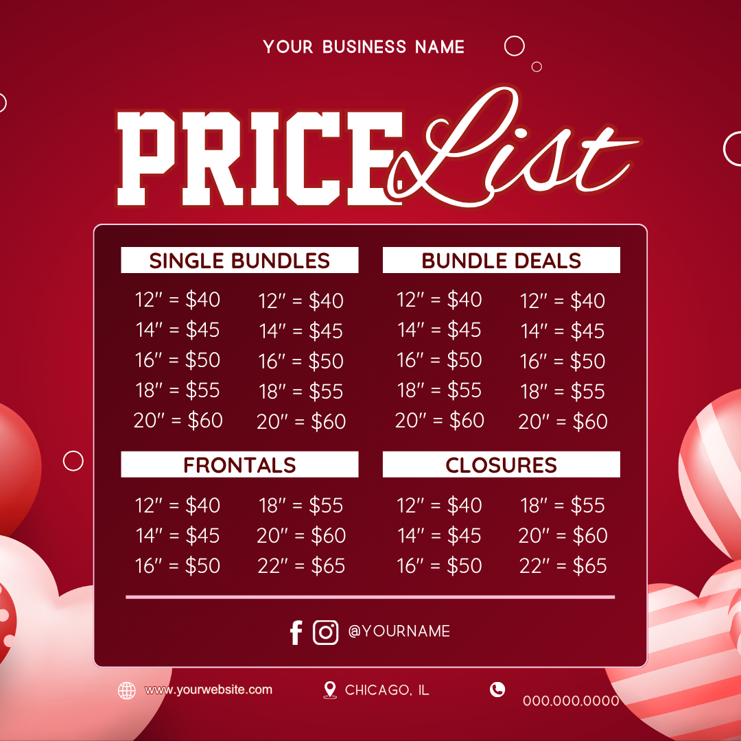 Price List Red Booking Flyer Editable Canva Template