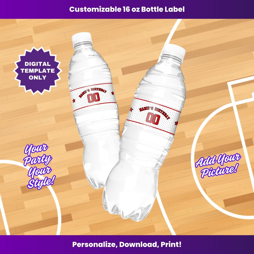 Bulls 16oz Water Bottle Labels – Editable Template (Canva Design)