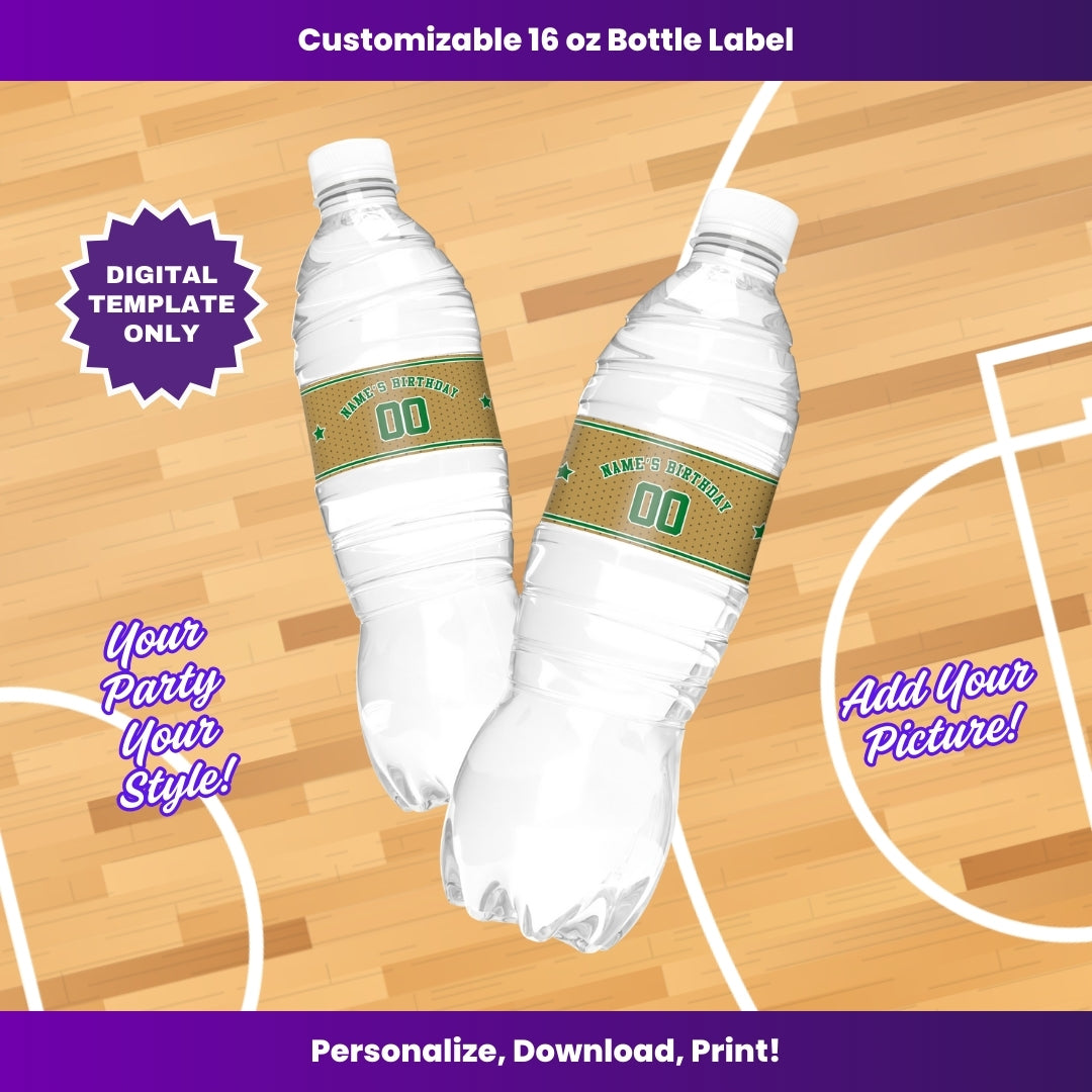 Celtics 16oz Water Bottle Labels – Editable Template (Canva Design)