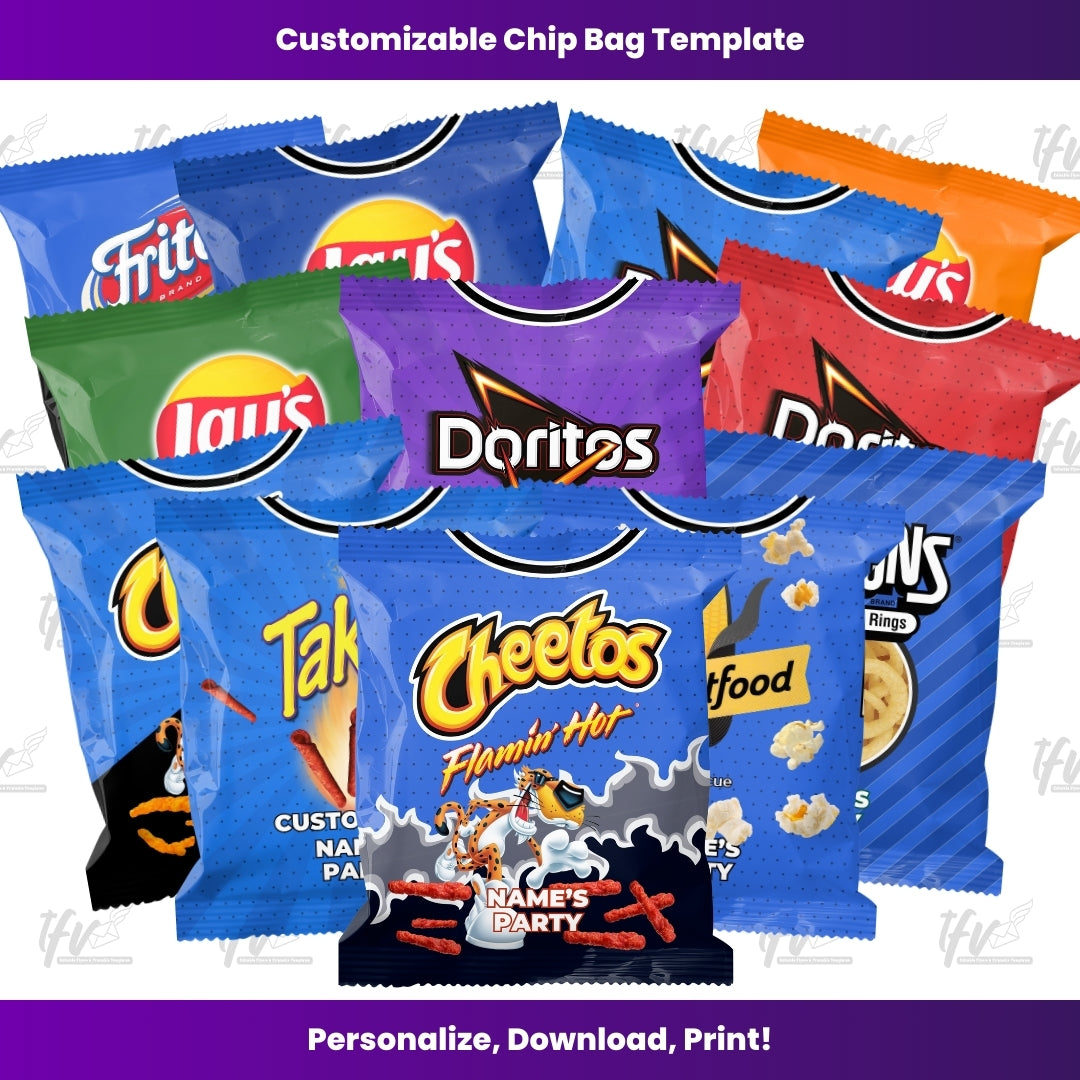 Magic Basketball Party Chip Bag Bundle - Editable Canva Template