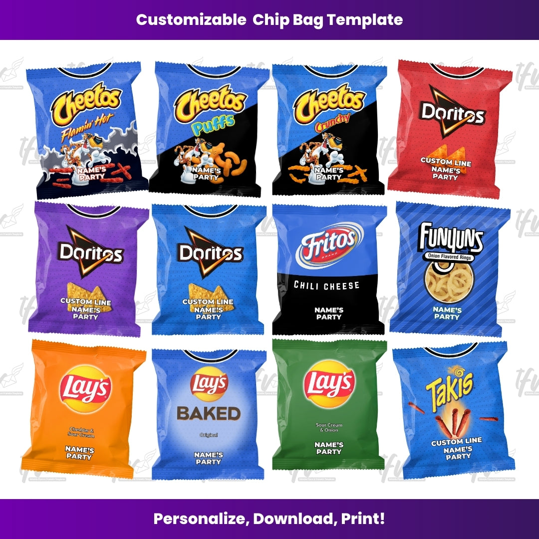 Magic Basketball Party Chip Bag Bundle - Editable Canva Template