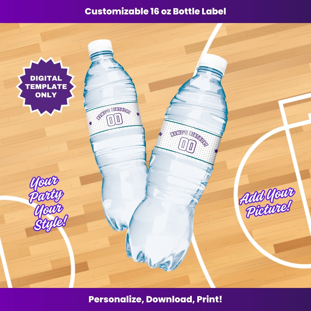 Hornets 16oz Water Bottle Labels – Editable Template (Canva Design)