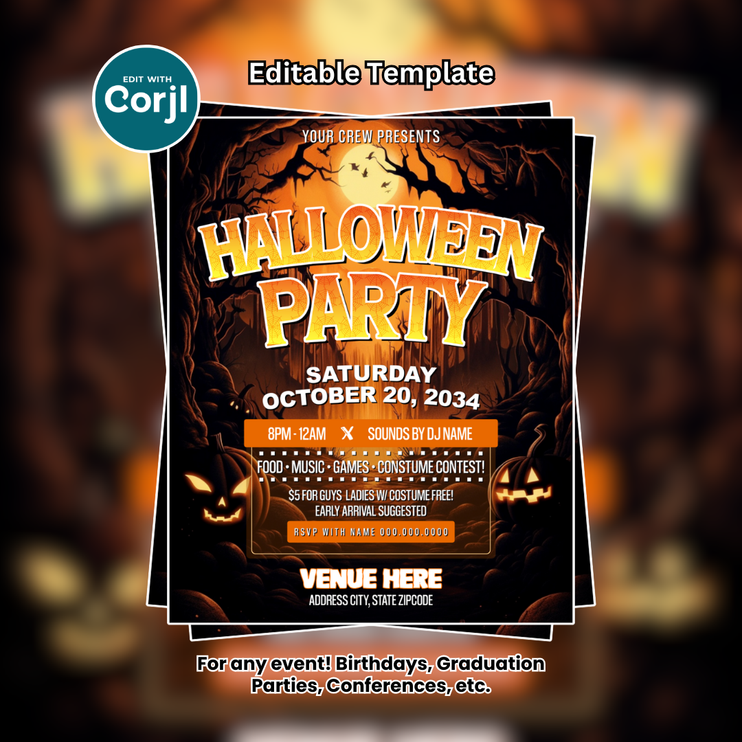 Haunted Halloween Party Flyer Editable Template