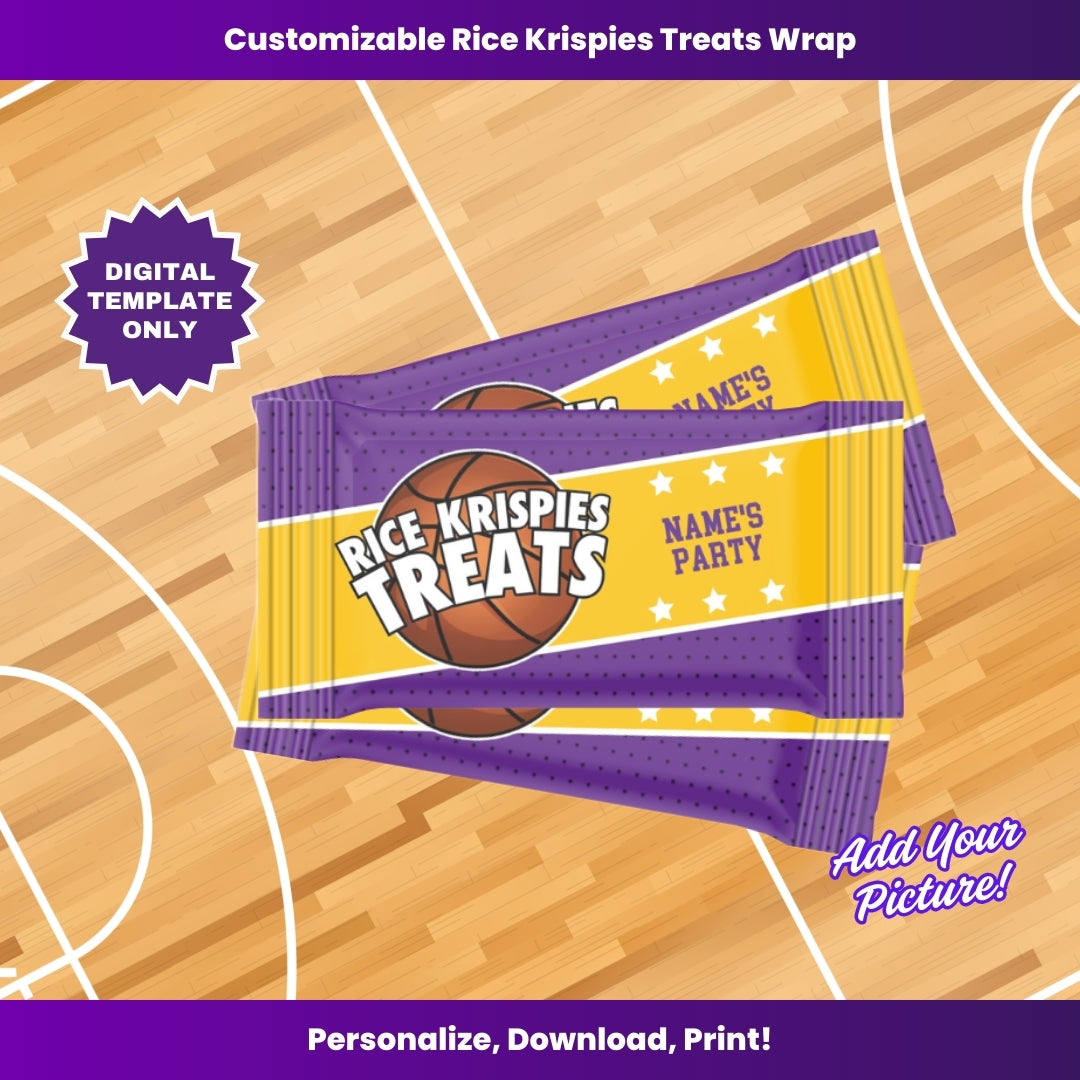 Lakers Basketball Treat Wrapper – Editable Template (Canva Design)