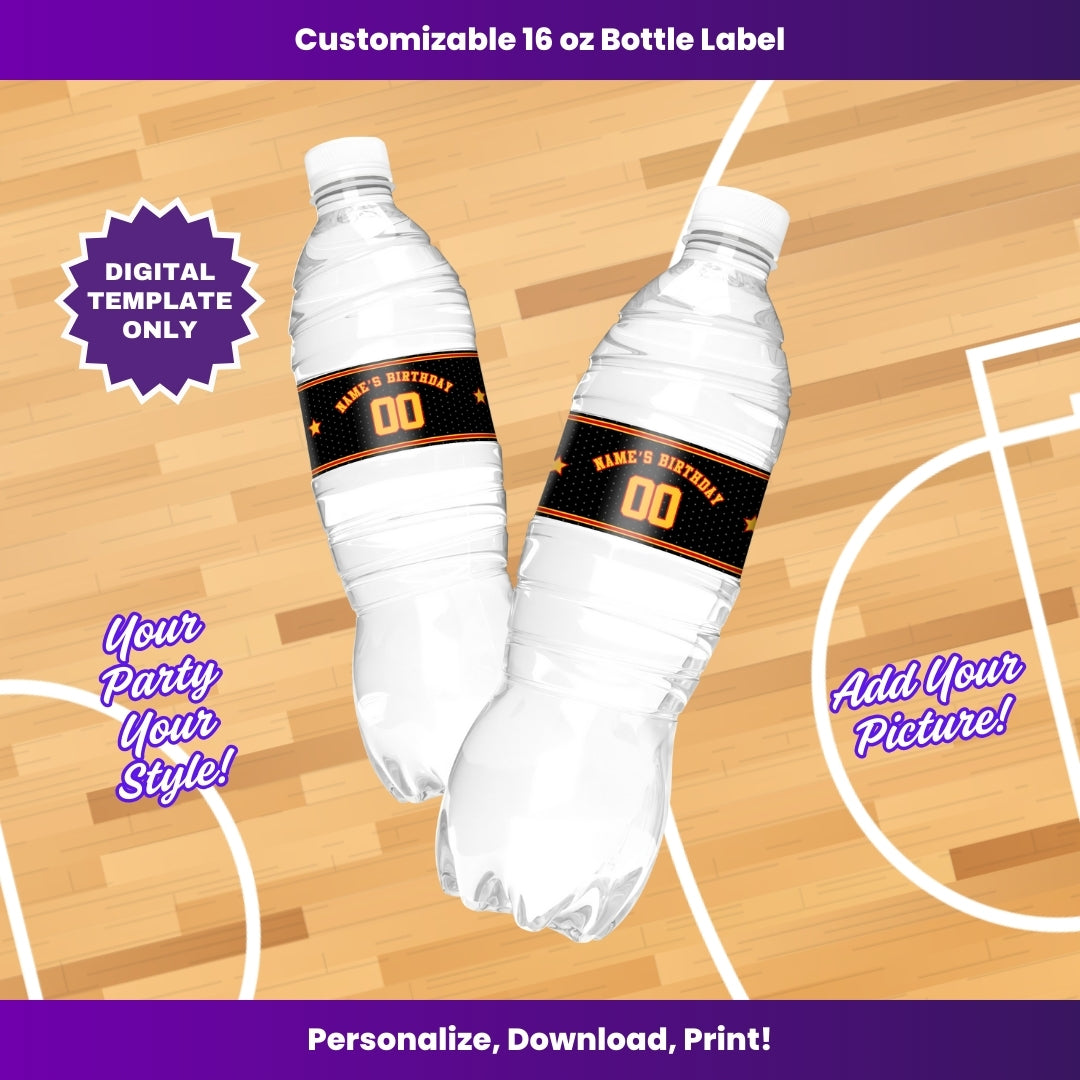 Hawks 16oz Water Bottle Labels – Editable Template (Canva Design)