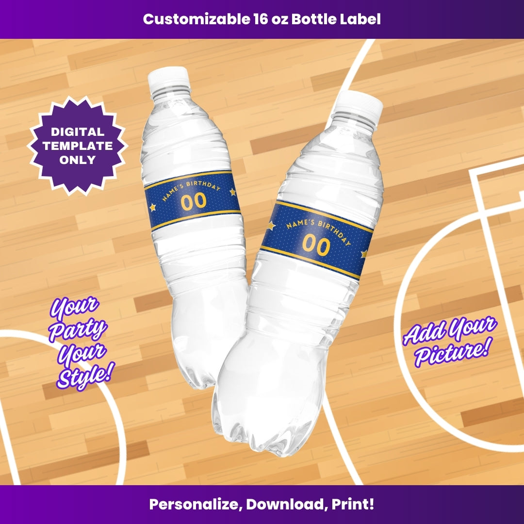 Warriors 16oz Water Bottle Labels – Editable Template (Canva Design)