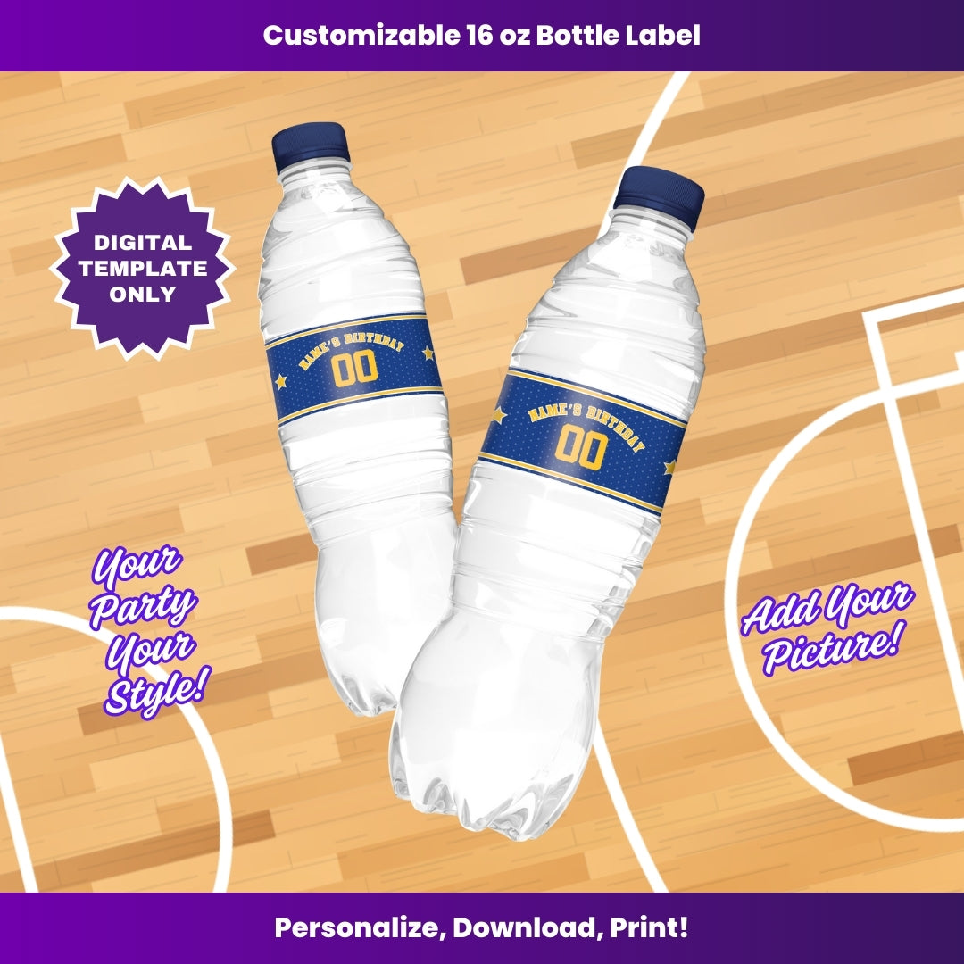 Pacers 16oz Water Bottle Labels – Editable Template (Canva Design)
