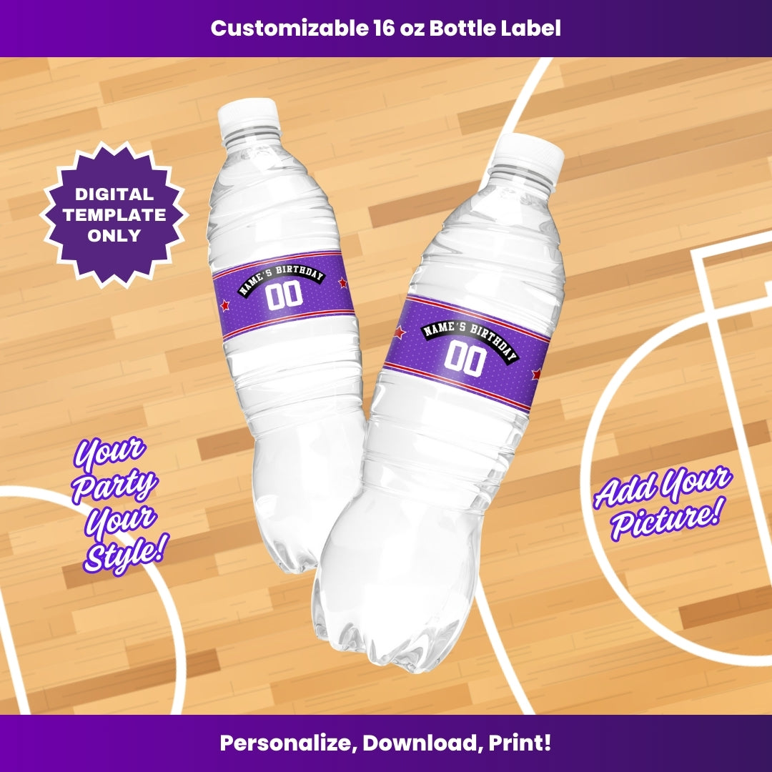 Raptors 16oz Water Bottle Labels – Editable Template (Canva Design)