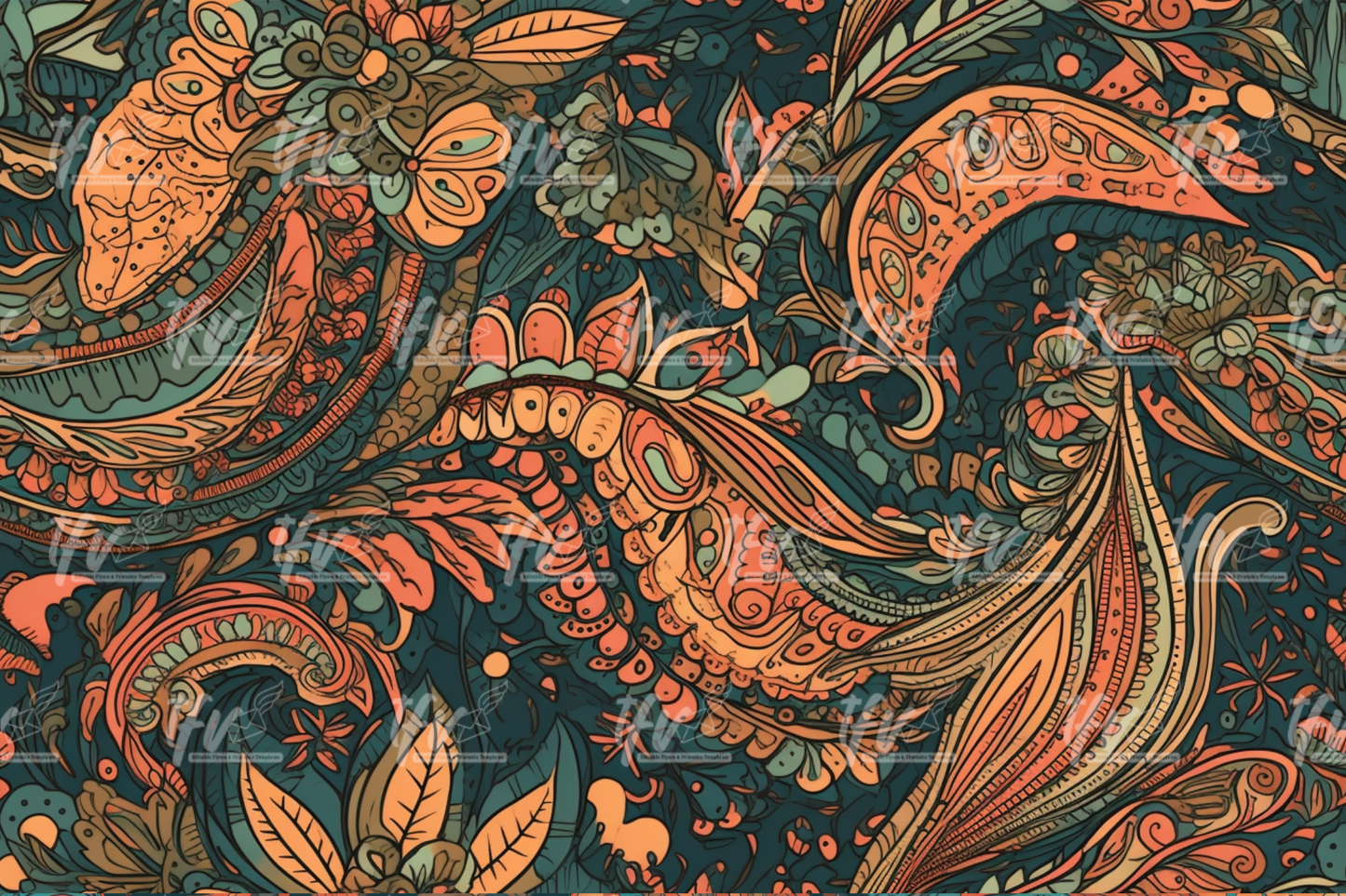 Paisley Vintage Pattern 20 Oz Skinny Tumbler Wrap