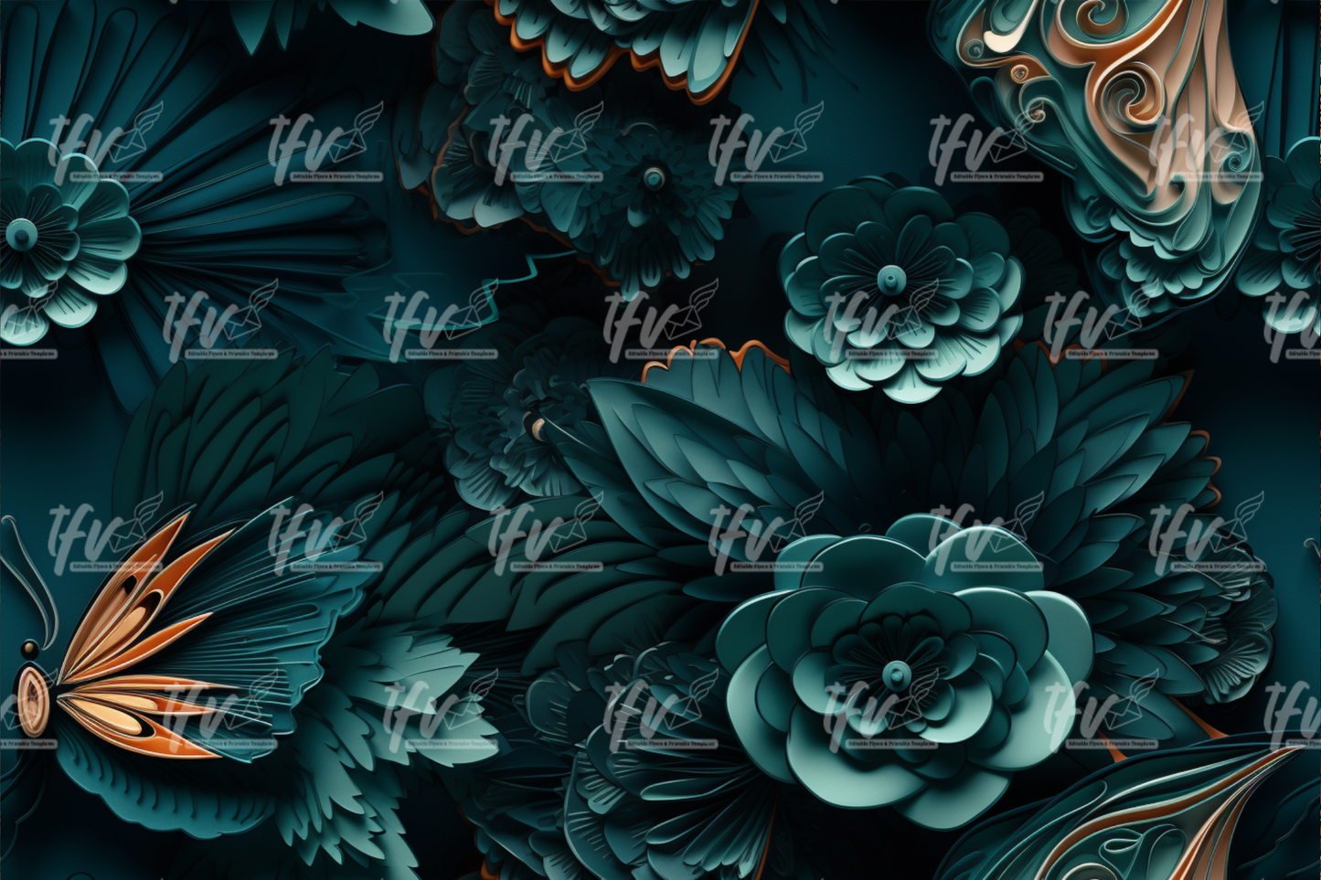 3D Floral Pattern 20 Oz Skinny Tumbler Wrap