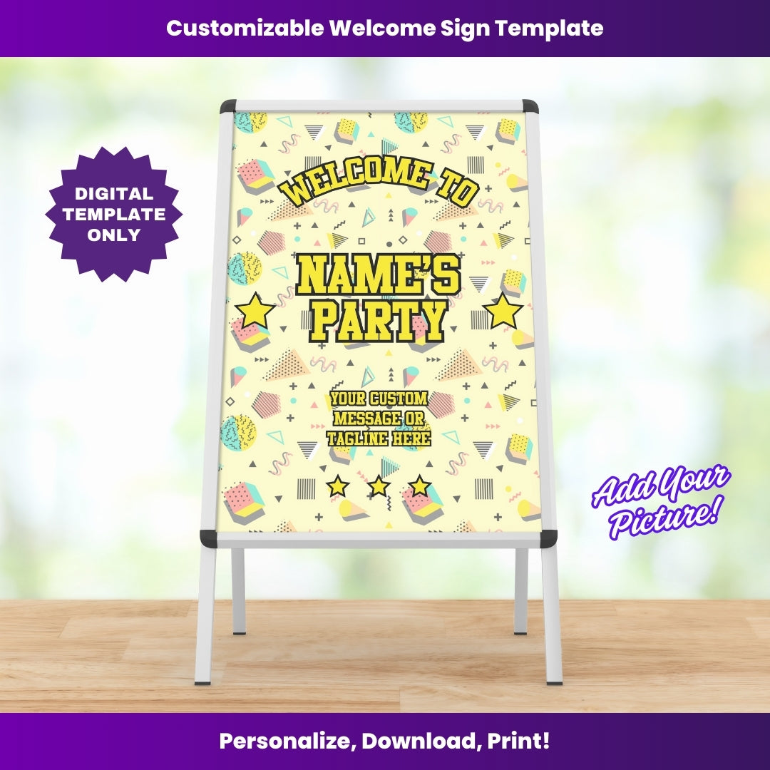 Fresh Prince 90s Party Welcome Sign – Editable Template (Canva Design)