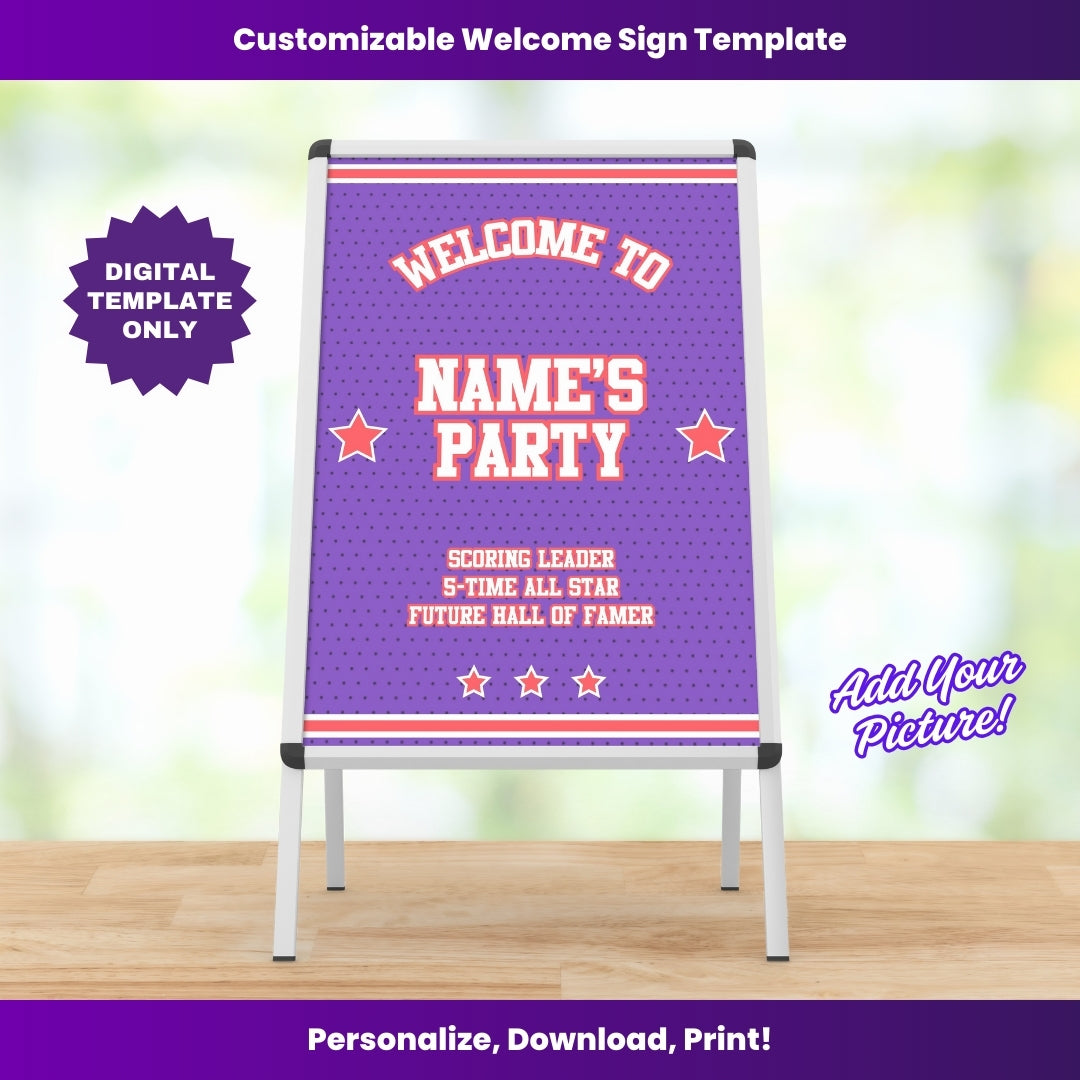 Raptors Party Welcome Sign – Editable Template (Canva Design)