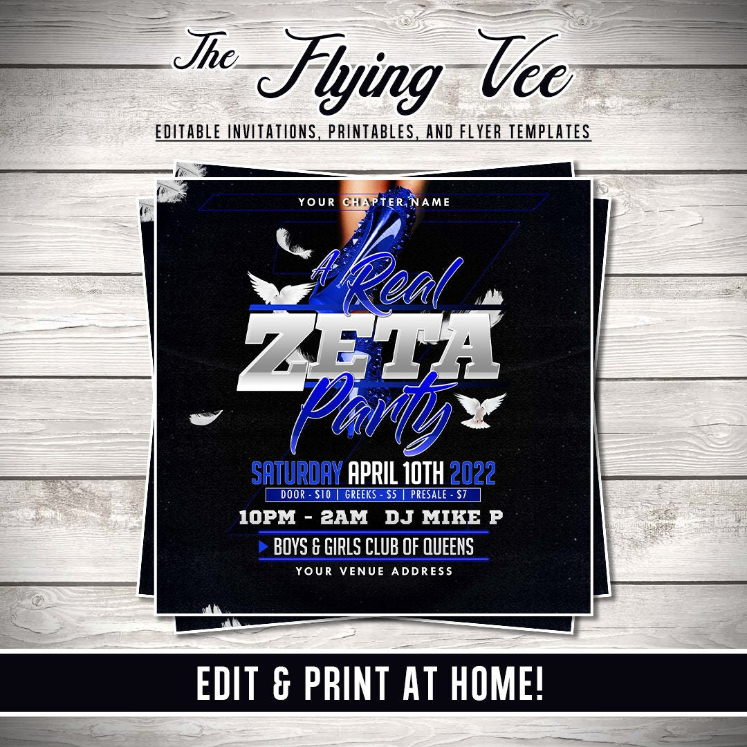 A Real Zeta Party Invitation – Editable Template (Corjl Design)