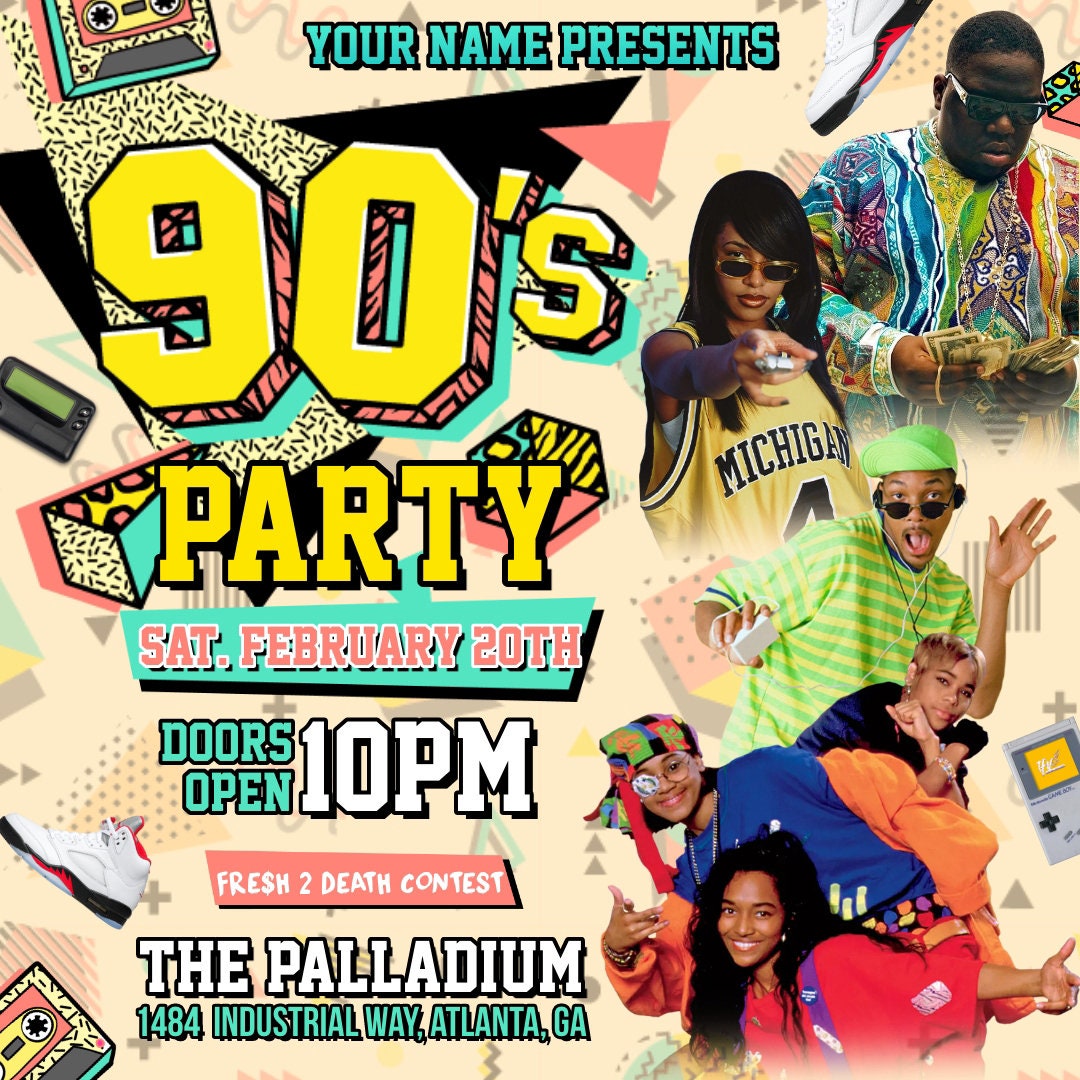 90s Party Flyer Editable Template (Fresh Prince)