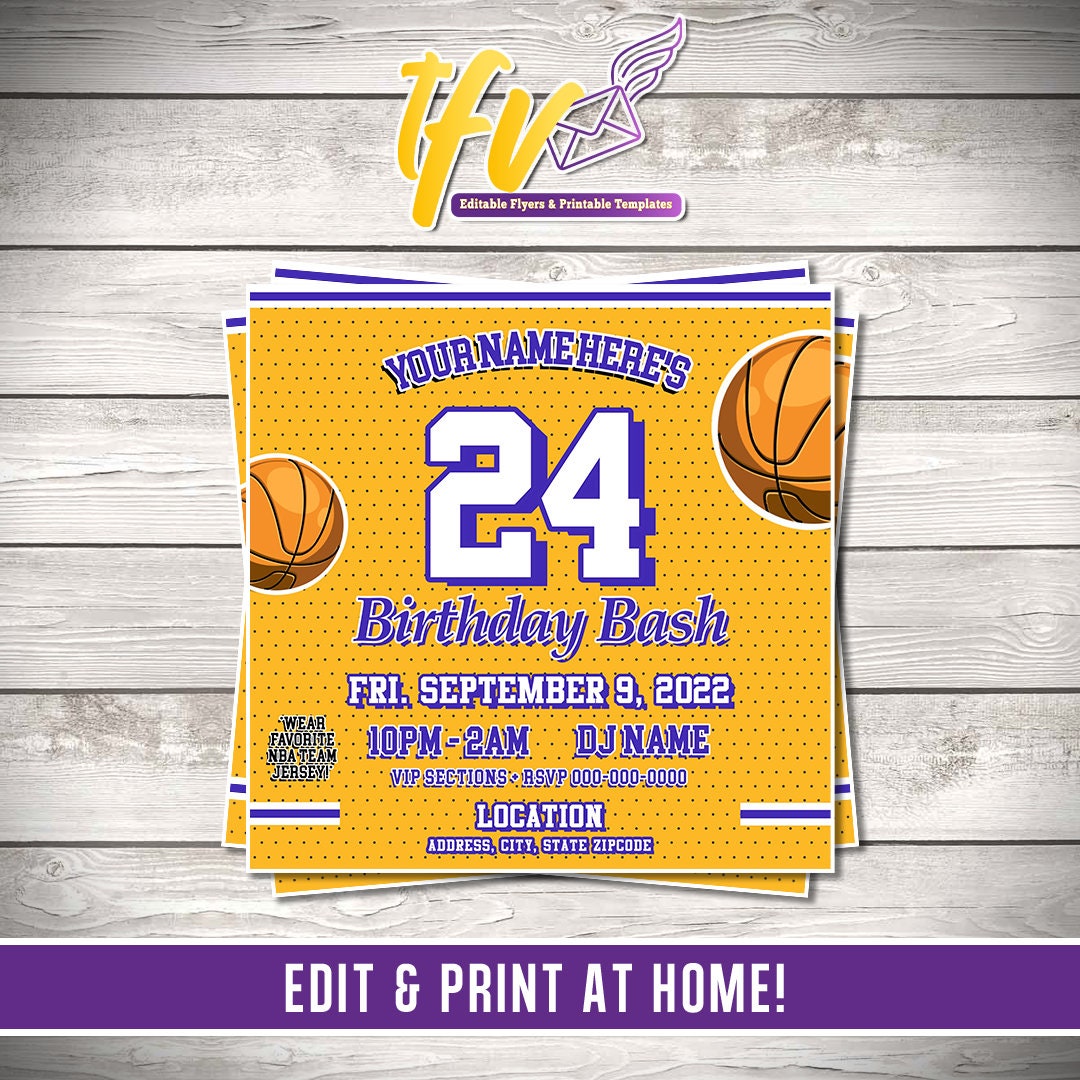 Laker Birthday Party Invitation – Editable Template (Corjl Design)
