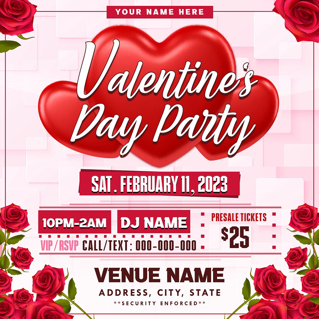 Valentine's Day Party Invitation - Editable Template (Corjl Design)