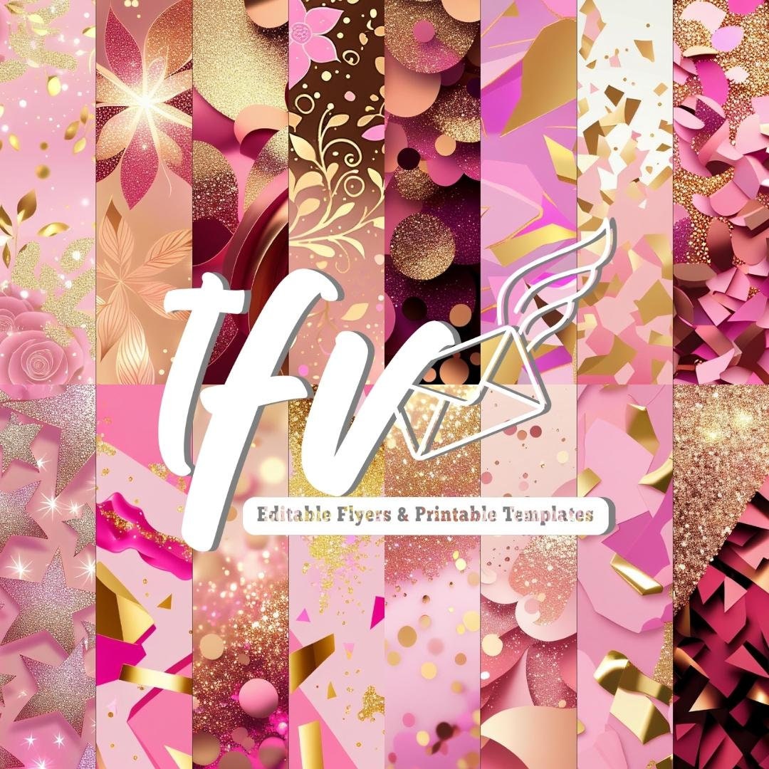 Pink and Gold Digital Paper Bundle