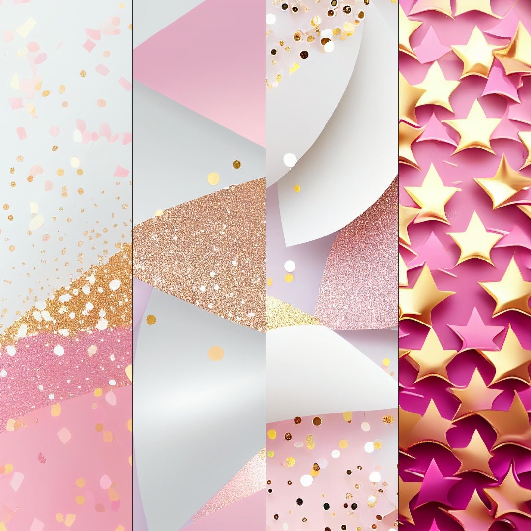 Pink and Gold Digital Paper Bundle