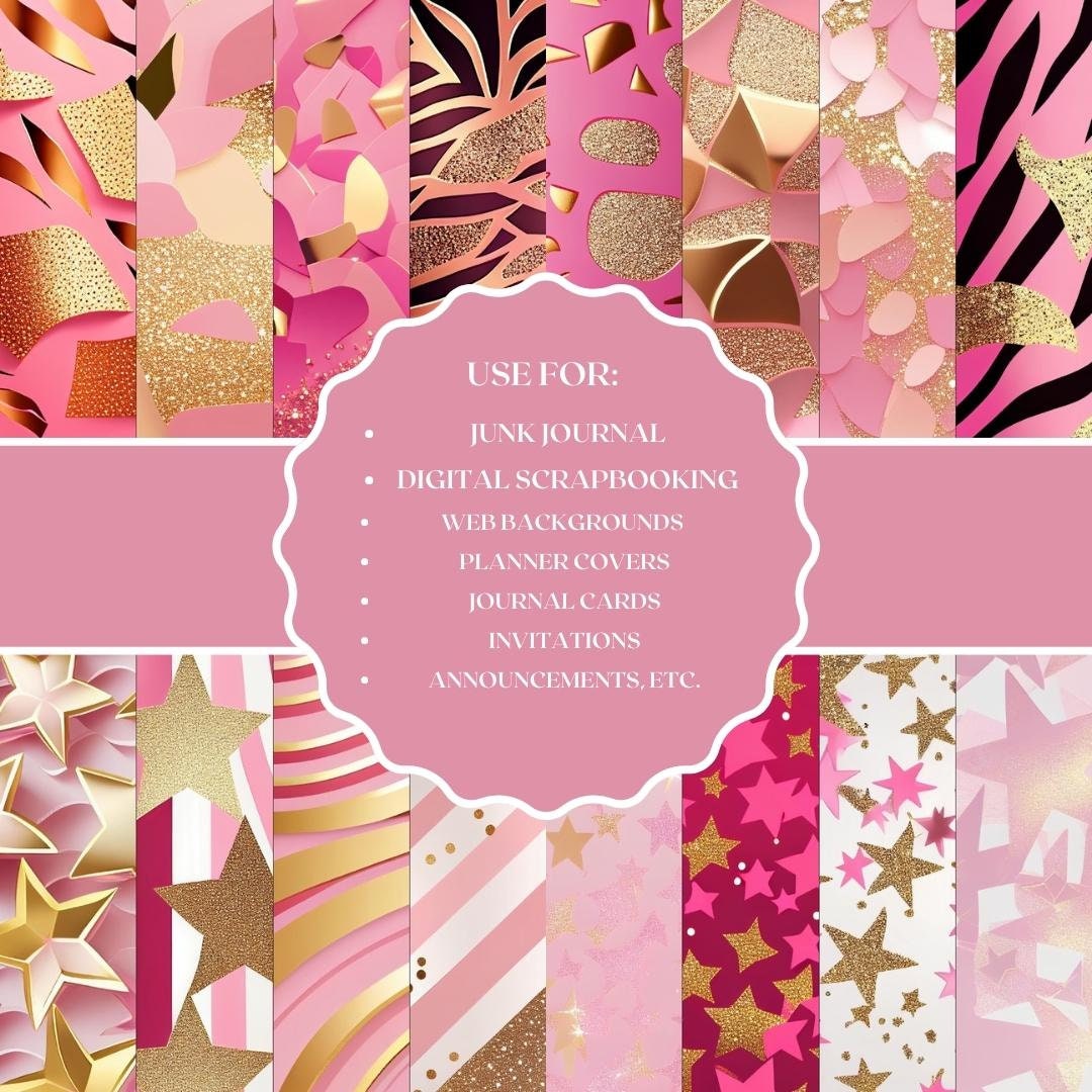 Pink and Gold Digital Paper Bundle