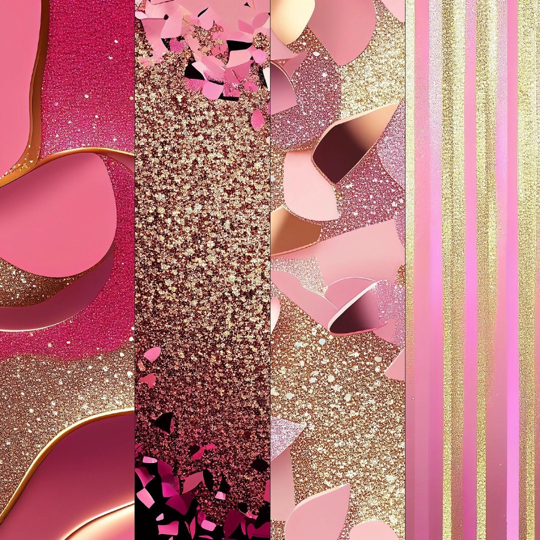 Pink and Gold Digital Paper Bundle