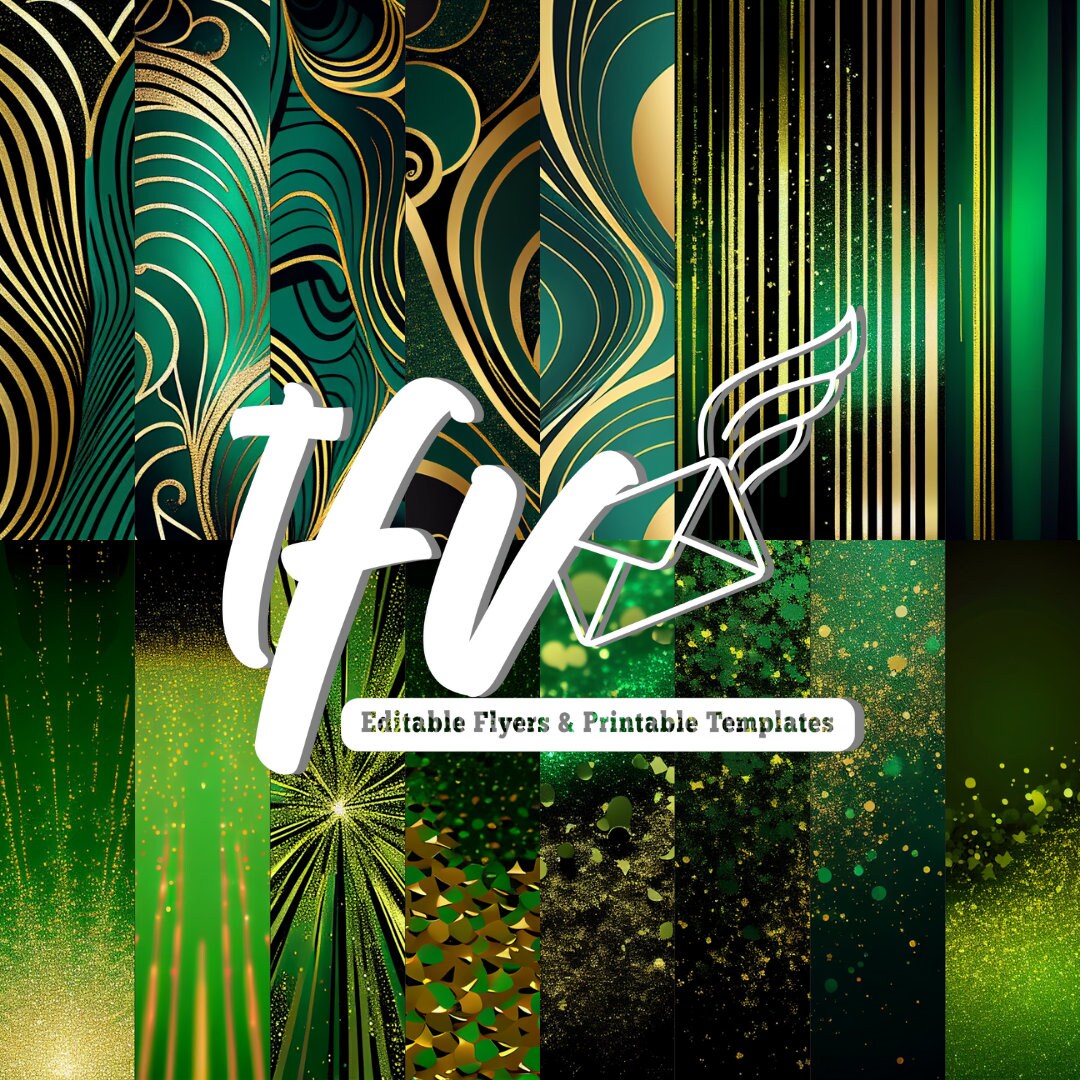 Green and Gold Digital Paper Bundle