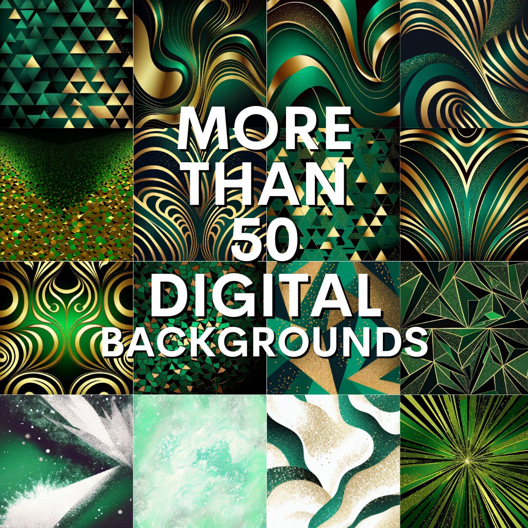 Green and Gold Digital Paper Bundle