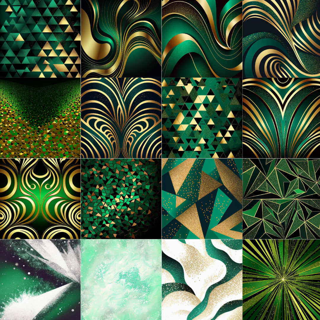 Green and Gold Digital Paper Bundle