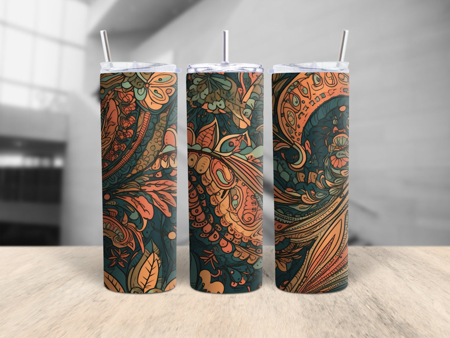 Paisley Vintage Pattern 20 Oz Skinny Tumbler Wrap