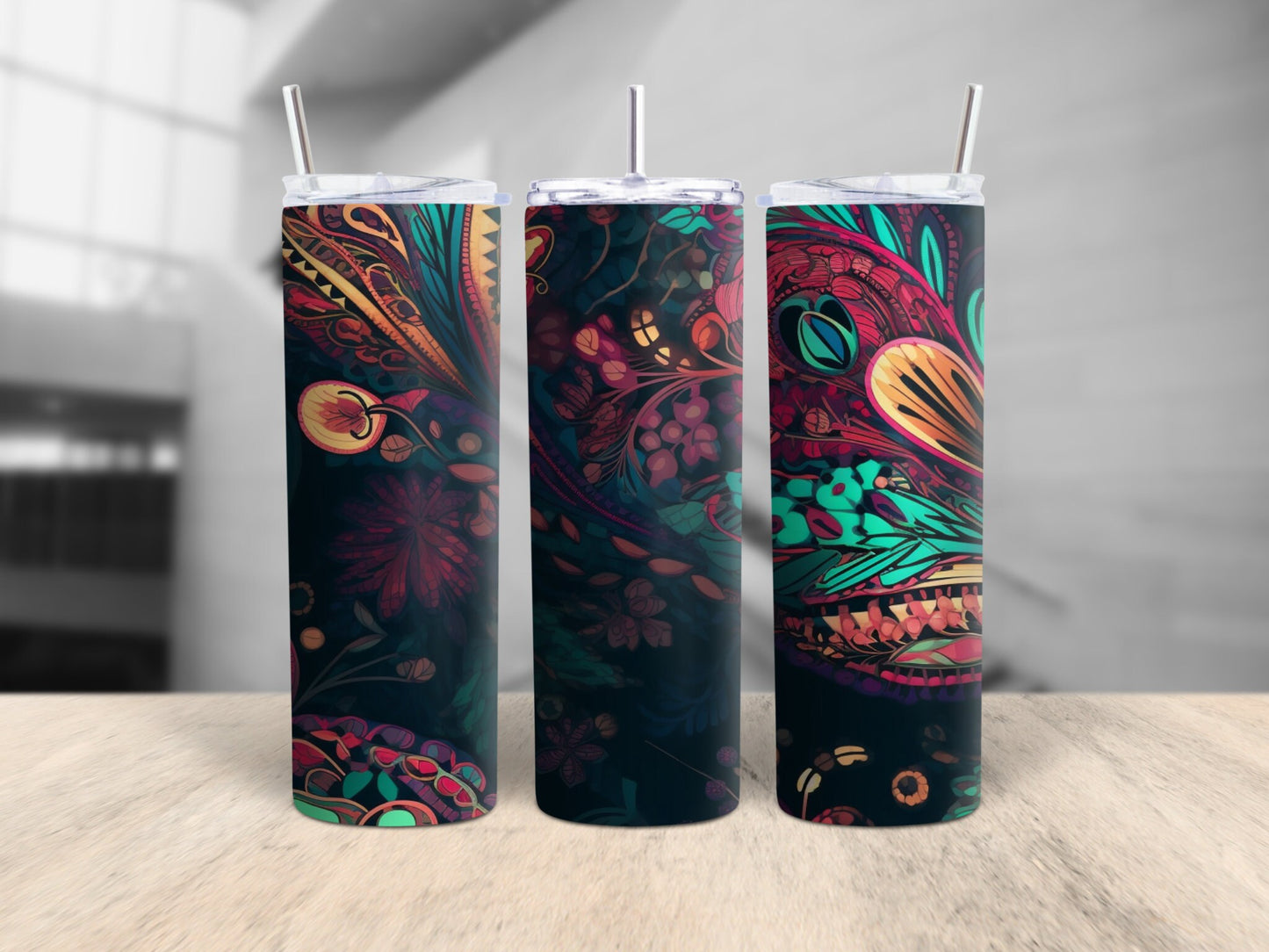 Abstract Paisley Pattern 20 Oz Skinny Tumbler Wrap
