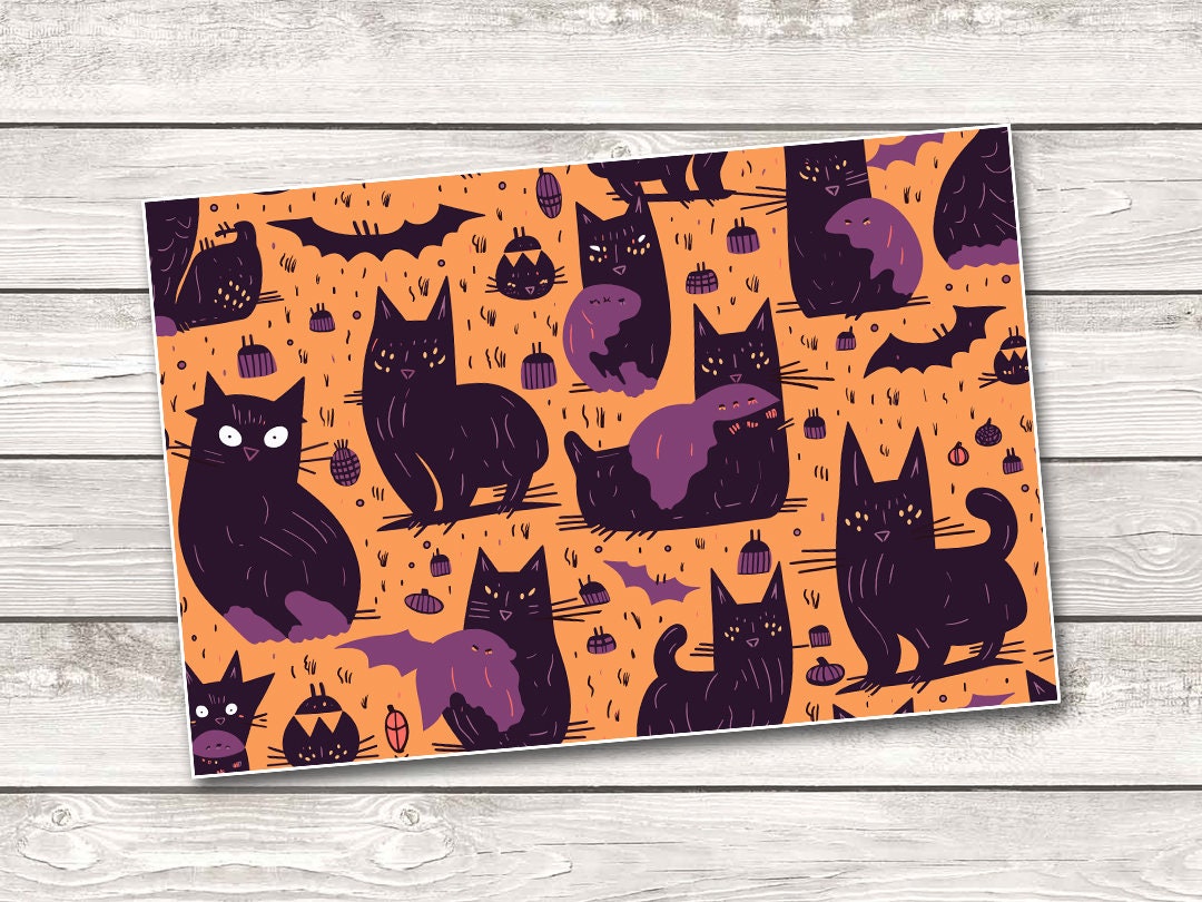 Cat Orange Halloween Pattern 20 Oz Skinny Tumbler Wrap