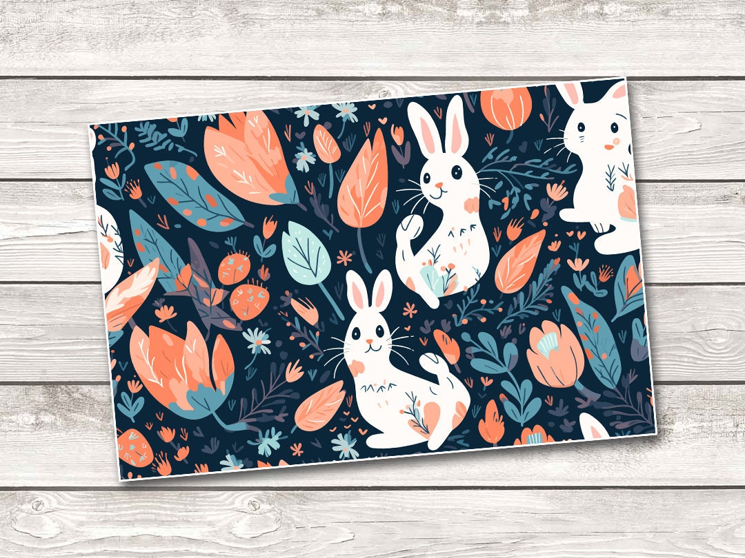 Green Bunny Pattern 20 Oz Skinny Tumbler Wrap