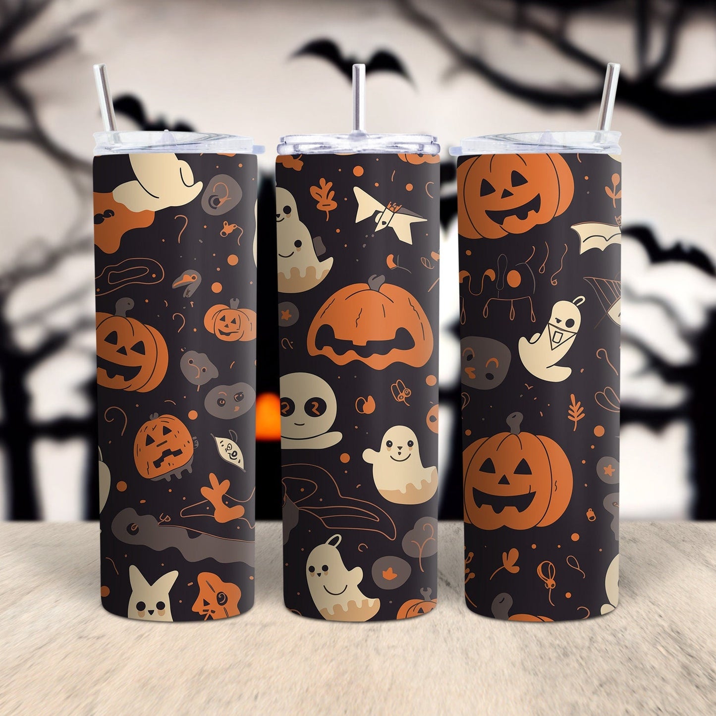 Vintage Halloween 20 Oz Skinny Tumbler Wrap