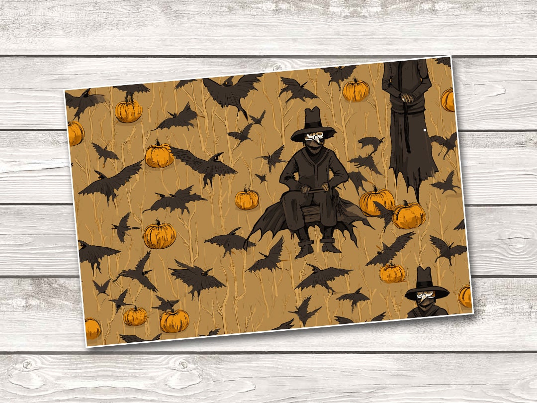 Scarecrow Halloween Pattern 20 Oz Skinny Tumbler Wrap
