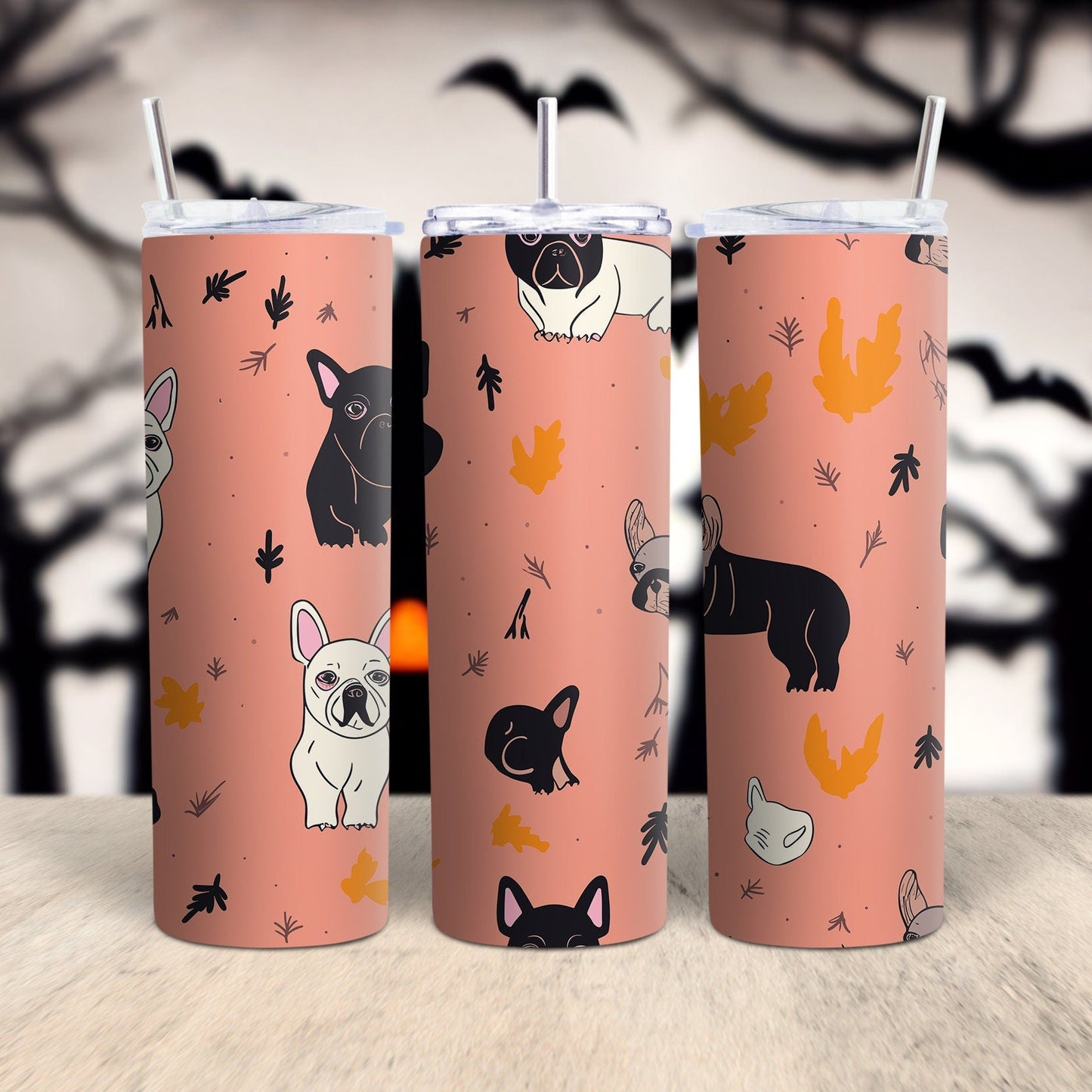 Cute Halloween Dog Halloween Pattern 20 Oz Skinny Tumbler Wrap