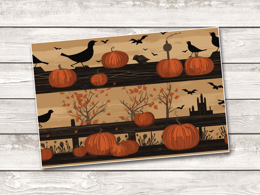 Rustic Halloween 20 Oz Skinny Tumbler Wrap