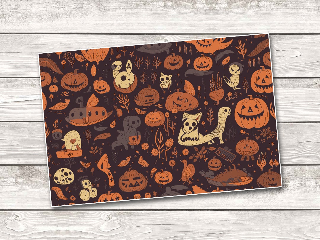 Rustic Halloween Pattern 20 Oz Skinny Tumbler Wrap
