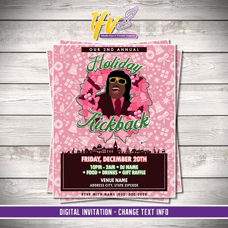 Pinky Next Friday Christmas Kickback Invitation – Editable Template (Corjl Design)