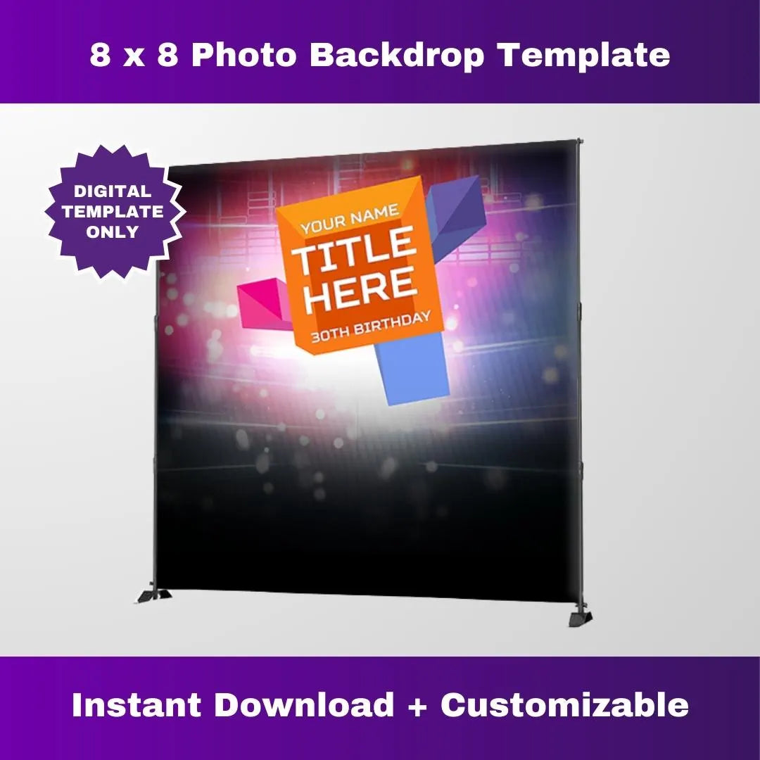 Glowing 106 and Park Party Photo Backdrop โ Editable Corjl Template