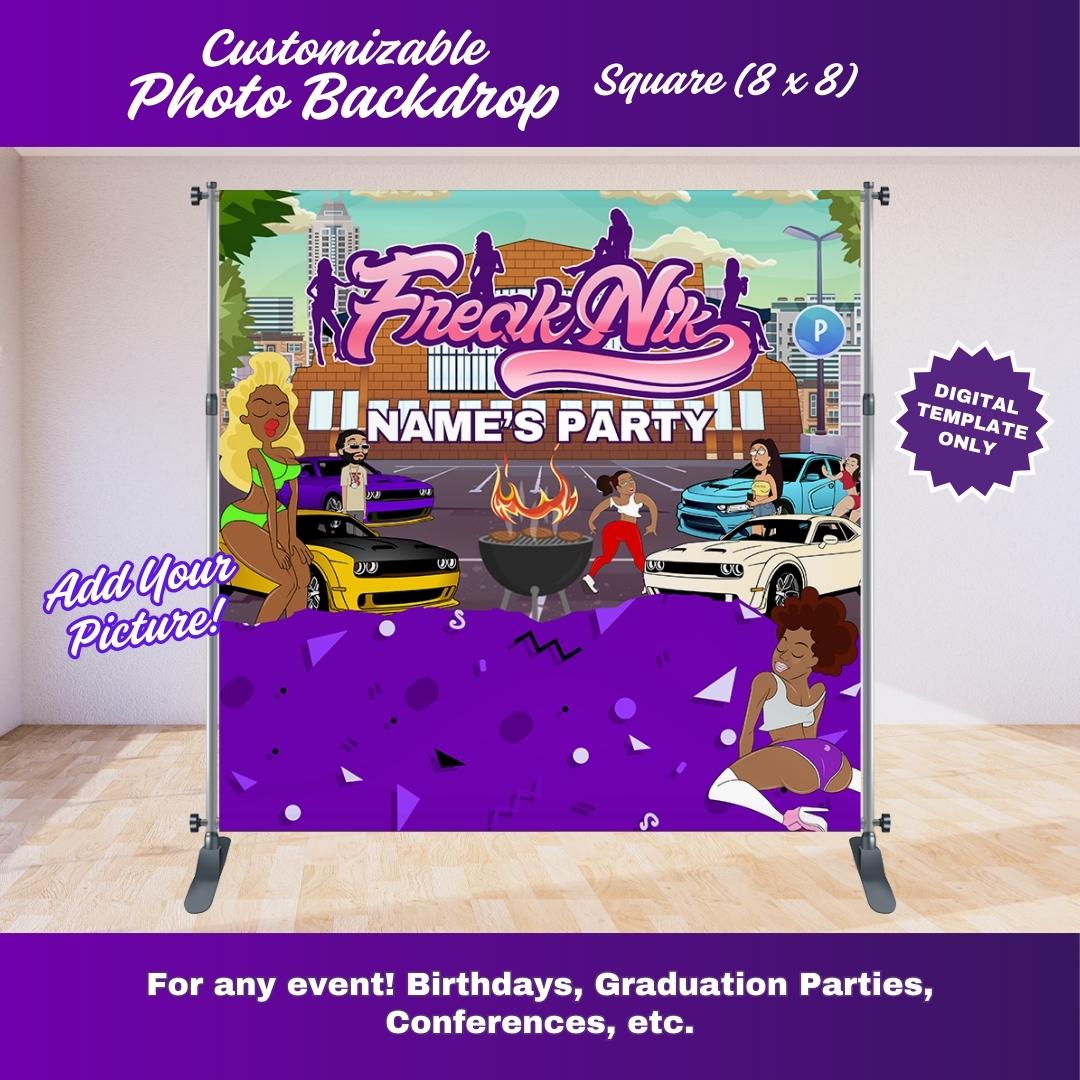 Freaknik Party Photo Backdrop – Editable Canva Template
