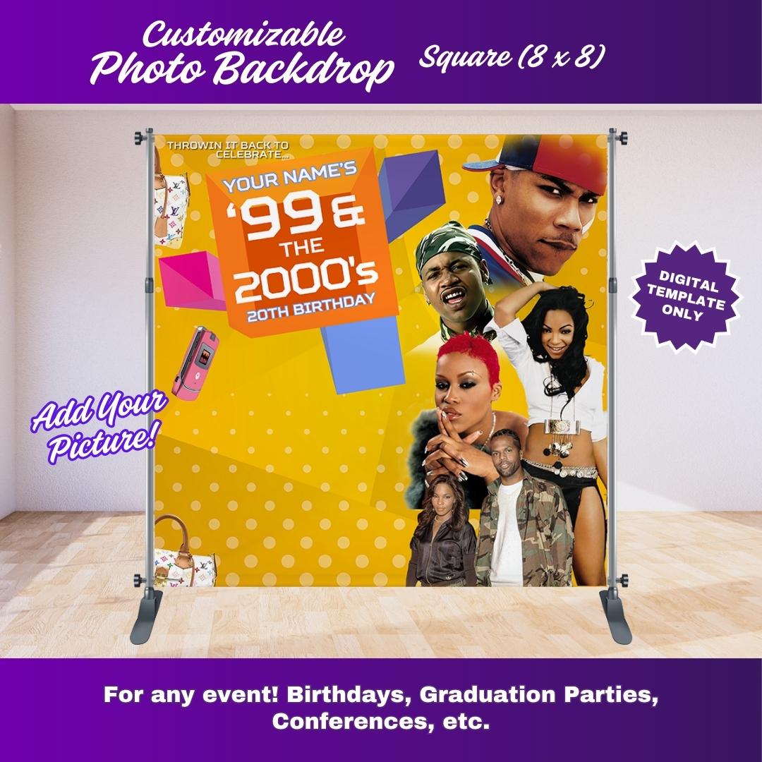 OG Yellow 106 and Park Party Photo Backdrop – Editable Canva Template