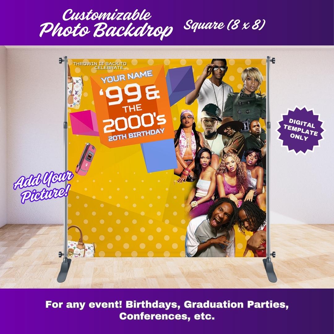 Yellow 106 and Park Party 8 x 8 ft Backdrop Editable Template